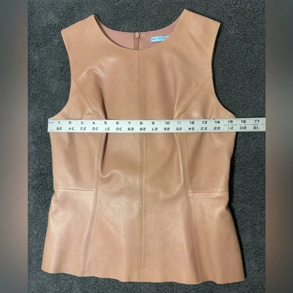 Antonio Melani Tan Leather Sleeveless Top - Picture 3 of 4